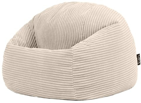 icon Kingston Kids Bean Bag, Corduroy, Beige, Kids Bean Bag Chair with Filling Included for Girls and Boys, Childrens Chair, Beanbags for Children, Playroom Décor, Bedroom Accessories