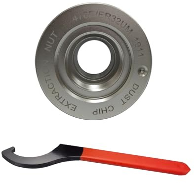 ALUYEH ER-32 - Extractor de polvo CNC para carpintería, sistema de tuercas de extracción de polvo y virutas de 80 mm con llave para MDF/aglomerado (compatible con pinzas ER-32)