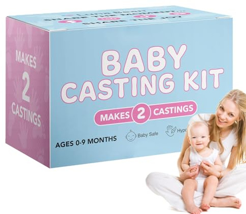 3D baby gjutningssats, baby gips handgjutningskit, handavtryck milstolpe gjutning prydnad för sovrum vardagsrum bord arbetsrum
