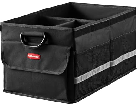 Rubbermaid Car Organizer, Collapsible Trunk Organizer, Multi-Compartment Car Storage Organization for Car Accessories, 3 Compartments With Cover, 23.23*12.99*11.81