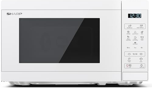 Sharp Mikrowelle YC-MS02E-C 20L, Kristallweiß, 800W, Digitalsteuerung, 11 Leistungsstufen, 8 Programme, Auftaufunktion, ECO-Modus, Kindersicherung