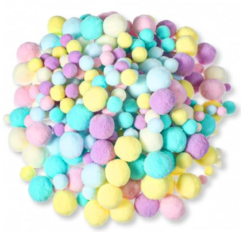 300 Pcs Pastel Pompoms, 4 Sizes Colorful Pom Poms for Crafts | Multi-Color, Soft Pompoms for Crafts, Fluffy Pom Poms Balls Accessories, for DIY Projects Arts Home Decorations