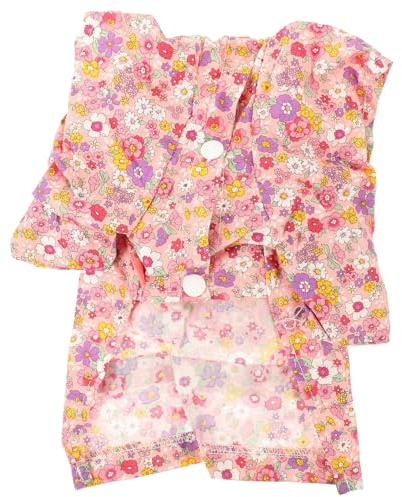 Toyvian Kimono Japonerie pour Animaux de Compagnie en Tissu Rose à Petites Fleurs, Confortable et Facile à Enfiler, pour Chiots en Usage Quotidien