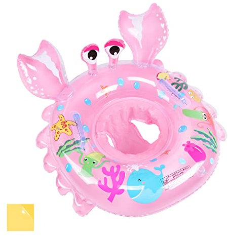 Olycism Granchio Anello di Nuoto per Bebè con kit di patch Neonato Anello Salvagente Gonfiabile per Bambini Galleggiante Anello in Piscina Giocattolo Acquatico 6-36 Mesi Rosa