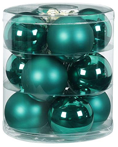 MAGIC Weihnachtskugeln Glas 8cm 12 STK. Christbaumkugeln Farbe: Deep Forest - grün dunkelgrün