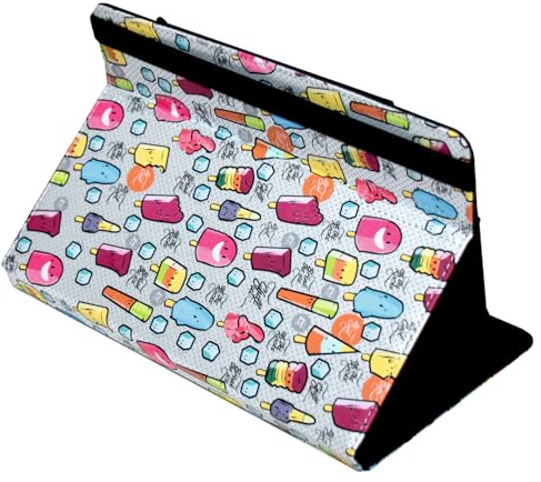 Silver HT - Funda Universal Estampada Cool Ice Pop Metal Rojo Puntos Azules para Tablets de 9 a 11 Pulgadas. Funda con función Soporte. Ángulo de Visión Multiajustable.