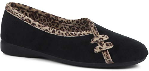 Pavers Womens Leopard Print Slippers | Autumn Winter Collection | Full Slipper | Slip On