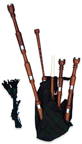 McWilliams BAGPIPES, PROFESSIONAL SCOTTISH HIGHLAND BAGPIPE FOR BEGINNERS ADULT WITH BAG (Brown P, Black Watch)