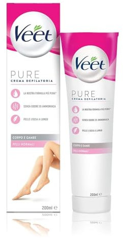 Veet Haarentfernungscreme für normale Haut, 200 ml, für Beine, Arme, Achseln und Bikinizone, 600 ml, Maxi-Format
