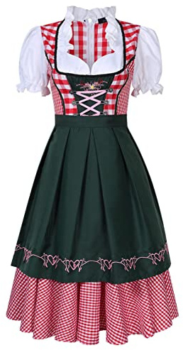 WSHDI Women's German Bavarian Traditional Dirndl Dress Oktoberfest Beer Maid Costume Green