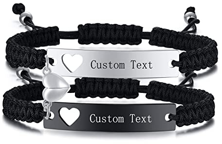 VNOX Anpassade matchande armband för par, långdistansrelationsgåvor för hans och hennes