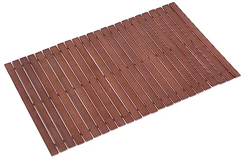 Bamboo Bath Mat, Bathroom Rug, Floor, Wood, Shower, Bathtub, Waterproof, Non-Slip, Accessories, 16 x 24 inches, Easy to Clean, Walnut Bamboo, 1 Piece