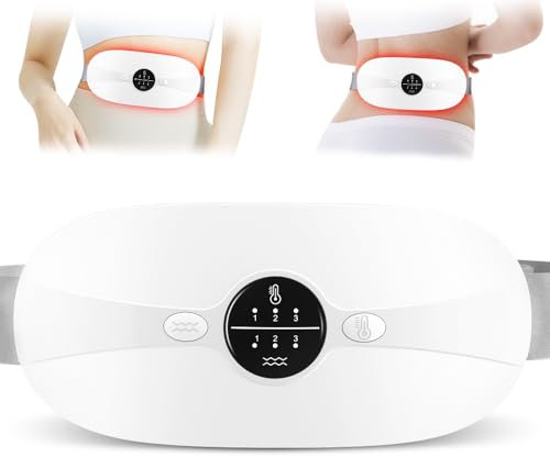 Cuscinetto Riscaldante Mestruale fascia riscaldante dolori mestruali con 3 Livelli di Calore e 3 Modalità di Massaggio Fascia Riscaldante Dolori Alleviare il Dolore Mestruale Lombare/Schiena (Bianco)