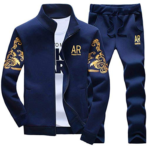 LBL Men’s Tracksuit Set Casual 2 Piece Jogging Sweatsuits Long Sleeve Sweatshirt and tracksuit bottoms Joggers Set Sport Suits W78 Blue M