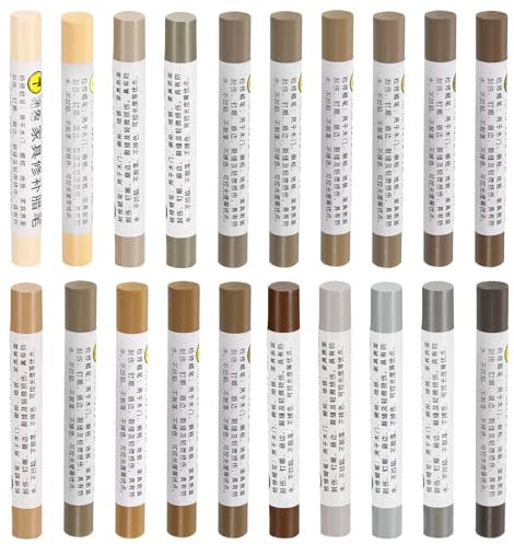 QUARKZMAN Mobili Ripara Cera Pastelli 20pz - Legno Stucco Stick Ritocco Up Mobili Pennarelli - per Graffi Fori Tavoli Scrivanie Legno Pavimento Laminato Rivestimenti Tecnologia Serie Legno