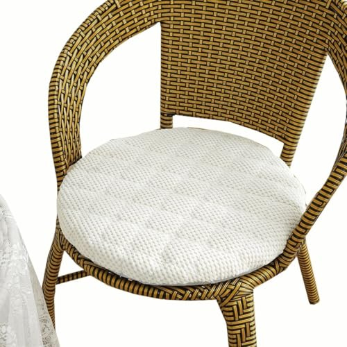 uyeoco Redondo Cojín Decorativo de Asiento, ​30/35/40/45/50cm Cojines Sillas Jardin Cojines Redondos Cojines de Asiento para Sillas de Terraza Cocina Patio Balcón Salón(Beige,1PC_50CM (19.7IN))