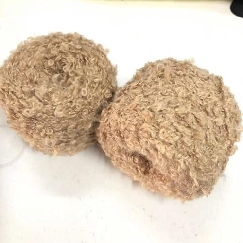 Nvzi 50g (Deep Camel Color) Soft Plush Wool Acrylic Fancy Loop Yarn for Doll Hair Making,Crochet Knitting,Needle Felting Doll Hair | Curly Hair Coils of Wool Felt Carded Sheep Wool,Roving,Fiber