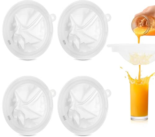 4 Pezzi Filtro a Setaccio, Filtro Olio Oliva, 200/300/400/450 Mesh Setaccio da Cucina, Filtri a Rete in Nylon, Precisione, Filtro a Maglia Fine per Vino per Filtrare Succo,Latte,Vino