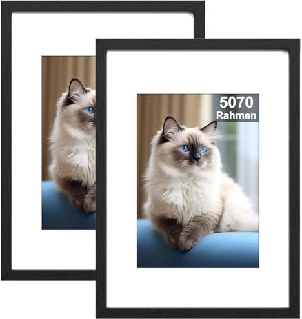 RUN HELIX Marco 50x70 cm, Paquete de 2 Marcos de Fotos Para Colgar en la Pared 70x50 cm Negro, para Título Universitario, Poster, Puzzle