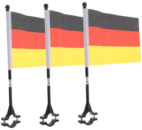 UKCOCO 3stücke Deutschland Fahrradflagge Mit Sicherheitslenkerflagge Dekoratives Fahrradornament Leuchtende Farben Einfache Installation Vielseitige Anwendung Für Fahrrad Und Andere