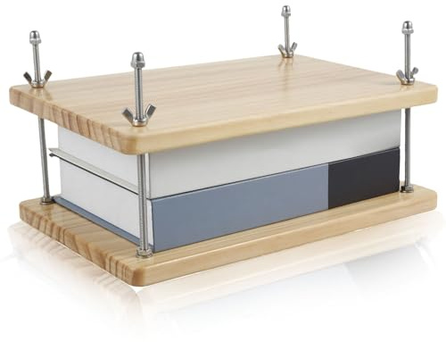 VAVPUP Bokpress, bokbindningspress av bambuträ, 30 x 19 cm, bärbar blompress, återanvändbar bokpress, multifunktionell bokbindningspress för bokbindning och blompressning (träfärg)