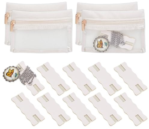 OLYCRAFT 10pcs Linen Portable Tangle-Free Jewelry Organizer with 4pcs Bags Tangle-Free Necklaces Organizer Necklace Card Holder Universal Jewelry Storage Case for Home Travel Chain Necklaces Storage