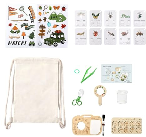 Kit di esplorazione della natura - Microscopio vegetale, attrezzature educative, pacchetto di scoperta di apprendimento, strumento di studio all'aperto, kit di avventura in giardino | Attrezzature