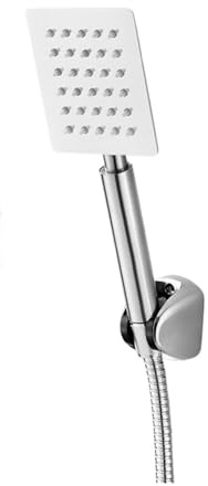 Generico Soffione Doccia Portatile in Acciaio Inossidabile con Uscita Acqua in Silicone, Set da Bagno Rotondo e Quadrato(Square)