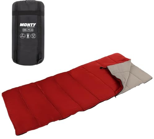 MONTY Saco de Dormir Adulto de 190x75 cm en Color Granate. 3-4 Estaciones.