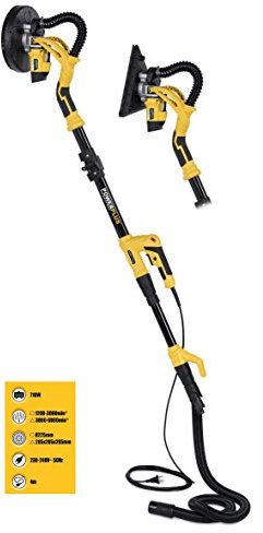 Lijadora Telescópica 2 en 1 para Paneles de Yeso y Techo - Incluye Papel de Lija Adicional - Cuello Largo para Paredes