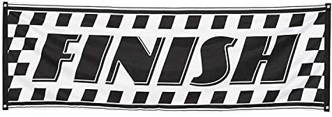 Boland 44751 - Dekorationsbanner Finish, Größe 74 x 220 cm, Ziel, Autorennen, Rennwagen, Banner, Wanddekoration, Hängedeko für Mottoparty