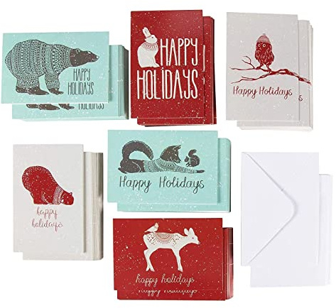 Sustainable Greetings Blank Note Cards with Envelopes - Assorted Animal Designs for Sending Holiday Wishes - 4 x 6 in, Pack of 144
