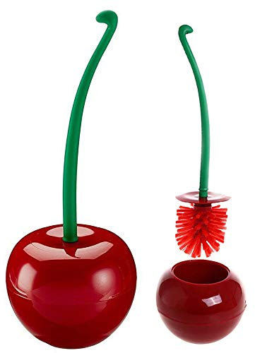 Vovofi Toilet Brush Set Creative Lovely Cherry Shape Hideaway Compact Lavatory Brush with Holder Bathroom Tool