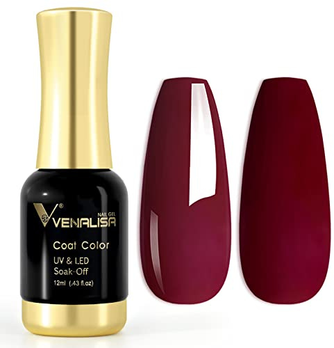 VENALISA UV Nagellack Gellack Weinrot farben,Gel Nail Polish Soak Off Nägel Farbgel Kit Wind Red Gel Nagellack für Nageldesign Maniküre 12ml