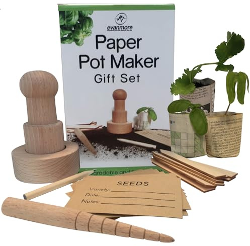Paper Pot Maker Gardening Set – All You Need To Make Your Own Biodegradable Pots For Plants & Seedlings From Old Newspapers & Get Planting, Plastic Free, Seedling Starter Kit Great Garden Gift