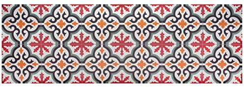 Baroni Home Alfombra Pasillo de Cocina en PVC con Fondo Antideslizante, Alfombra de Cocina Antimanchas y Fácil de Limpiar, Alfombra Pasillo para Pasillo, Rojo y Verde 180x60 cm
