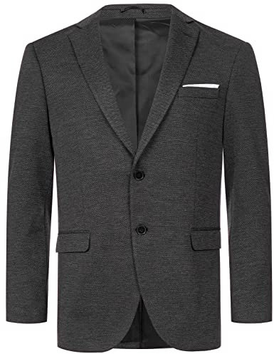 Indumentum Herren Sakko Blazer Sportlich Jacke Jackett Slim Fit Herrensakko Übergangsjacke Herrenblazer Anzugjacke IJS-102 Schwarz L