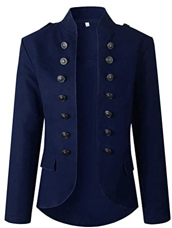 Tomwell Femme Élégant Blazer Double Breasted Boucle OL à Manches Longues Slim Fit Bureau Affaires Veste Chic De Costume Revers Devant Ouvert Manteau Cardigan Jacket A Marine L