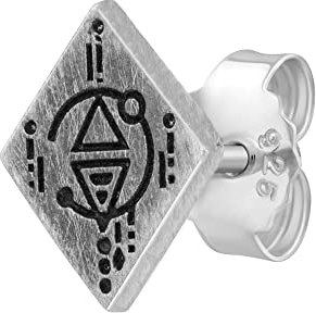 cai Herren Single Ohrstecker 925 Silber matt eckig oxidiert Tattoo Motiv 925/- Sterling Silber 1,0cm oxidiert ohne Stein Silbergrau 274220228