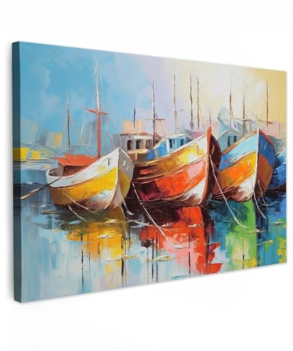 MuchoWow© Quadri Moderni Soggiorno 120x80 cm Poster Da Parete Decorazioni Muro Salotto Quadro Grande Foto Con Cornice Stampe Su Tela Camera Da Letto Cucina AstrattiBarche - Arte - Pittura