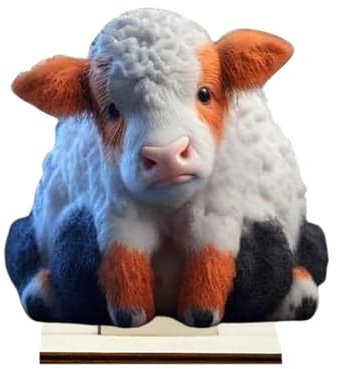 Highland Kuh-Dekorationen | Comic-Figuren aus Holz, rustikale Kuhfigur, Sammlerfiguren aus Holz für Tischkamin, , Tablett, mehrere Ebenen