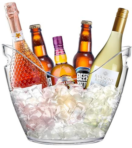 8L Secchio di Ghiaccio dello Champagne, Secchio di Ghiaccio Acrilico di Grande capacità, Secchio del Vino, Secchio dello Champagne, Contenitore di stoccaggio della Frutta e della Verdura (clear001)