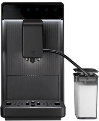 Incapto Aura Cafetera Superautomática con Dispensador de Leche | 19 Bares | Doble Espresso | Cafetera de Grano Compacta y Elegante | Molinillo Regulable | 6 Recetas | Fácil de limpiar | Color Negro