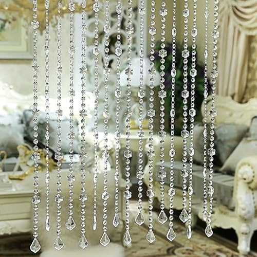 CNANRNANC Cortina colgante de cuentas de cristal para separadores de habitaciones elegantes, adecuada para varios espacios interiores (una cuerda)