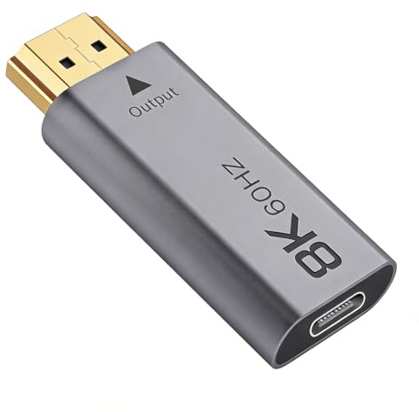 8K USB C hona till HDMI manlig adapter, 8K@60hz 4K@120Hz HDMI 2.1 Converter, enhetlig typ C källa till HDTV-kopplare för MacBook Pro/Air, iPad Pro, Galaxy S23, Thunderbolt 3/4, bildskärm