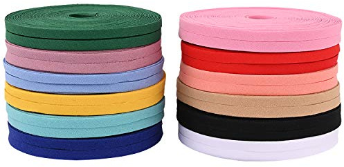 Berolle 12 Colors 96m Double Fold Bias Ribbon Binding Tape Satin Twill Stretch Ribbon Tape for DIY Garment Sewing and Trimming Sewing Apparel Binding Decorating