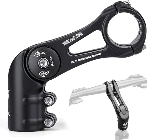 GEWAGE Verstellbarer Lenkervorbau MTB/Rennrad/BMX – Lenkererhöhung (-130° bis +90°), 75/95/130 mm, 31,8 mm Kompatibel, 3D-Alulegierung,ideal für sportliches Fahren oder entspannte Touren.