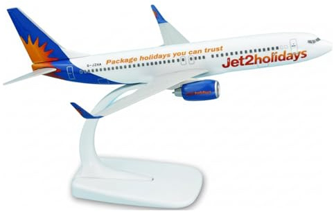 Model Airplane Jet2 Holidays Boeing 737-800 AeroClix G-JZHA 1/200 Scale Model Aircraft, perfect for display, 20cm length, comes with a stand
