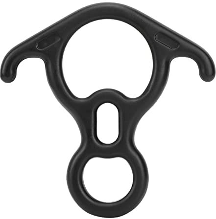 Klettern Abseilachter, 50KN Ochsenhornkarabiner Hochfester Abseiler Kletterausrüstung Kletterrettung Ring Auto Locking Kletterkarabiner Clips Descender Absteigende Sichernde Ausrüstung Schwarz