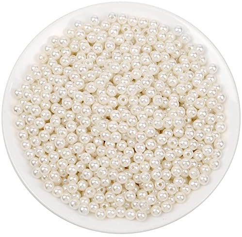 Anezus 1000PCS Ivory Artificial Pearls, 6mm Small With Holes for Jewelry Making, Bracelets, Necklaces, Hair, Crafting, Decoration